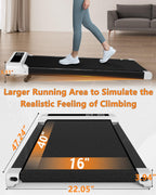 Walking Pad Treadmill Under Desk,Office Home Under Desk,265 Lbs Capacity Compact Mini Treadmill 2.5Hp 2 In 1 Walking Jogging Wit