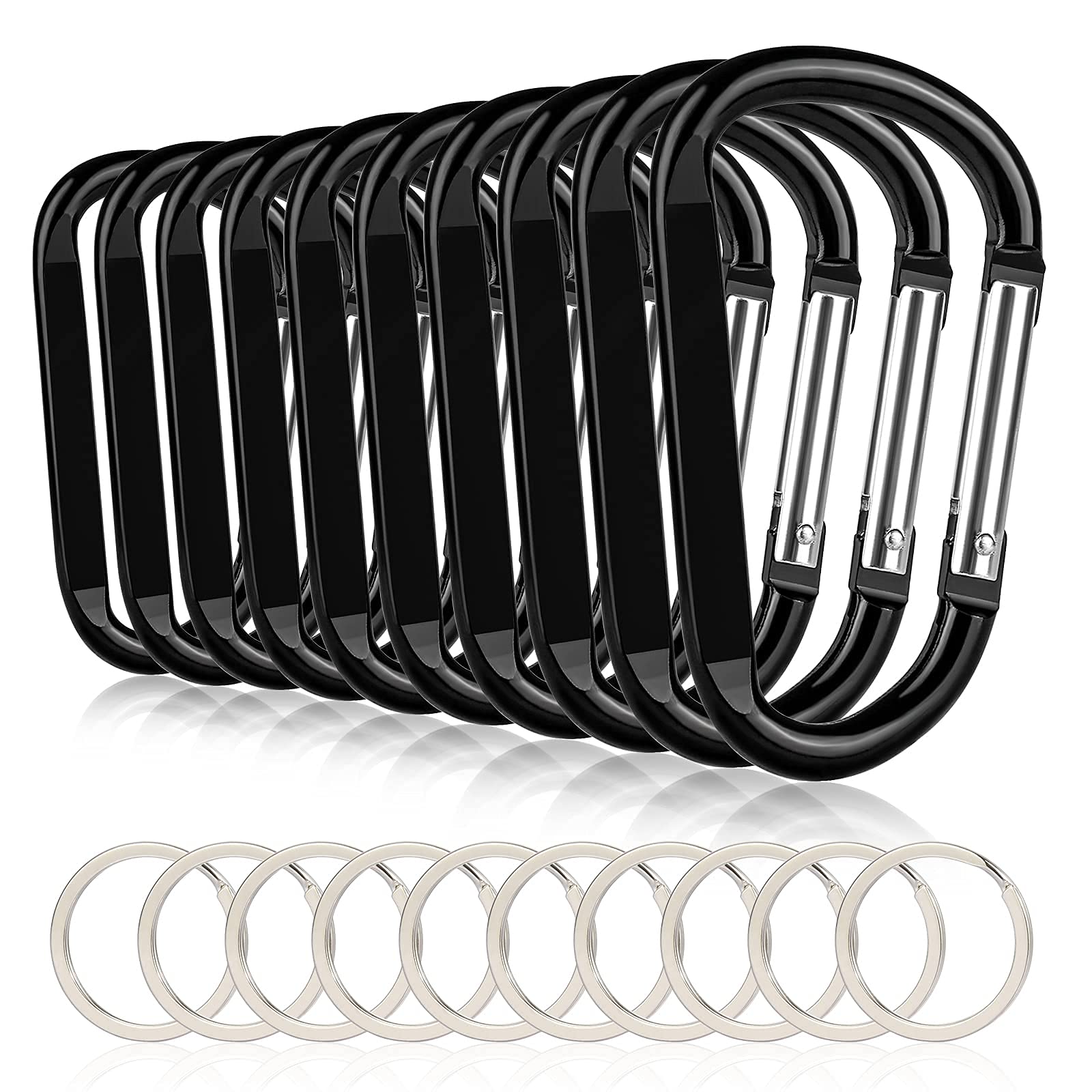 10Pcs Carabiner Caribeaner Clip,Extra Large 4'' Aluminum Carabeaner Keychain Hook,Spring Snap Key Chain Clip (10D)