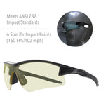 Howard Leight By Honeywell Uvex Acadia Low-Light Shooting Glasses With Uvextreme Plus Anti-Fog Lens Coating, Amber Lens (R-02215
