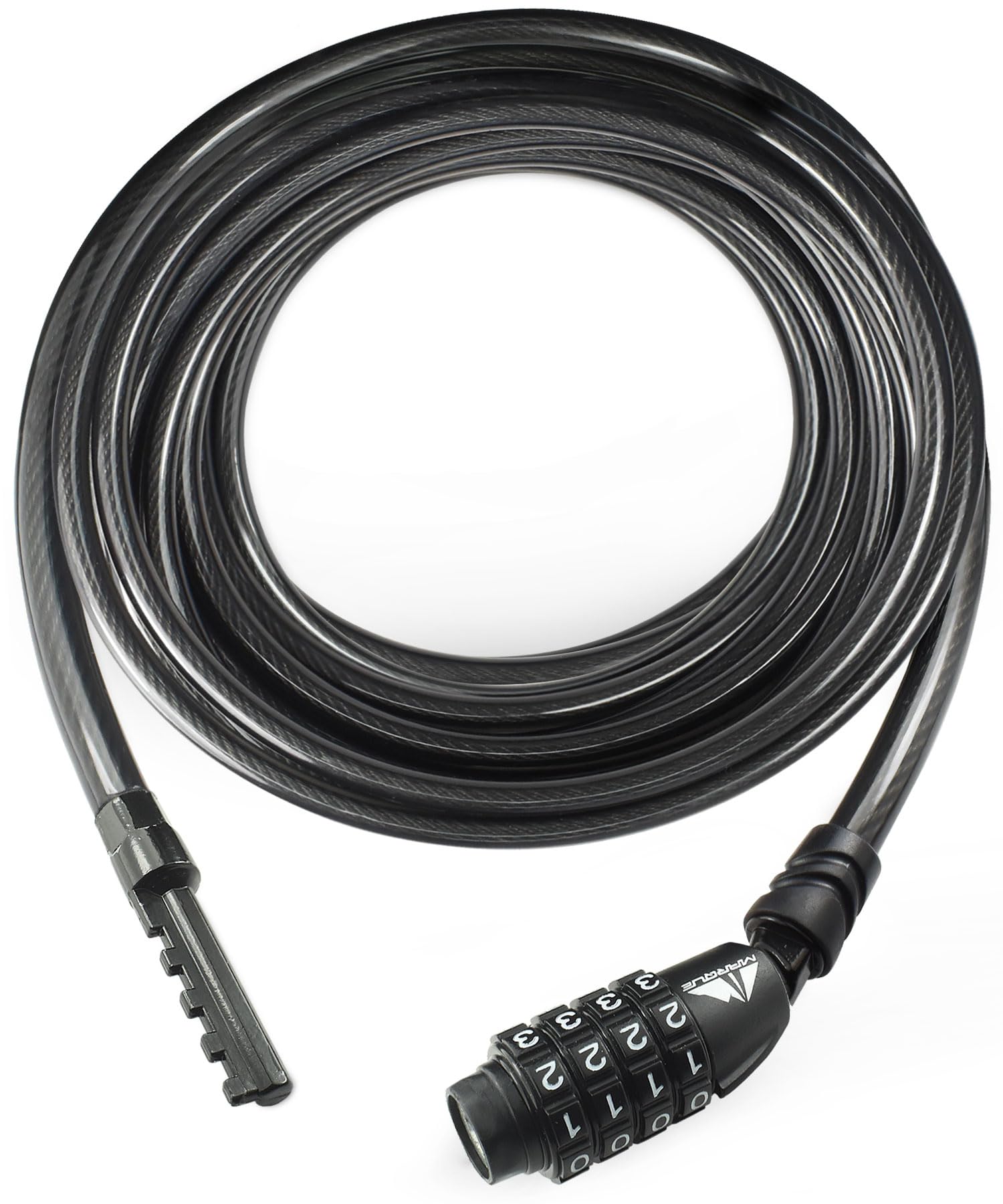 MARQUE Straight Combination Bike Lock Cable - 3/8 inch (5FT, 10FT, 15FT, 25FT) Resettable Combination Lock, Anti-Theft Security 
