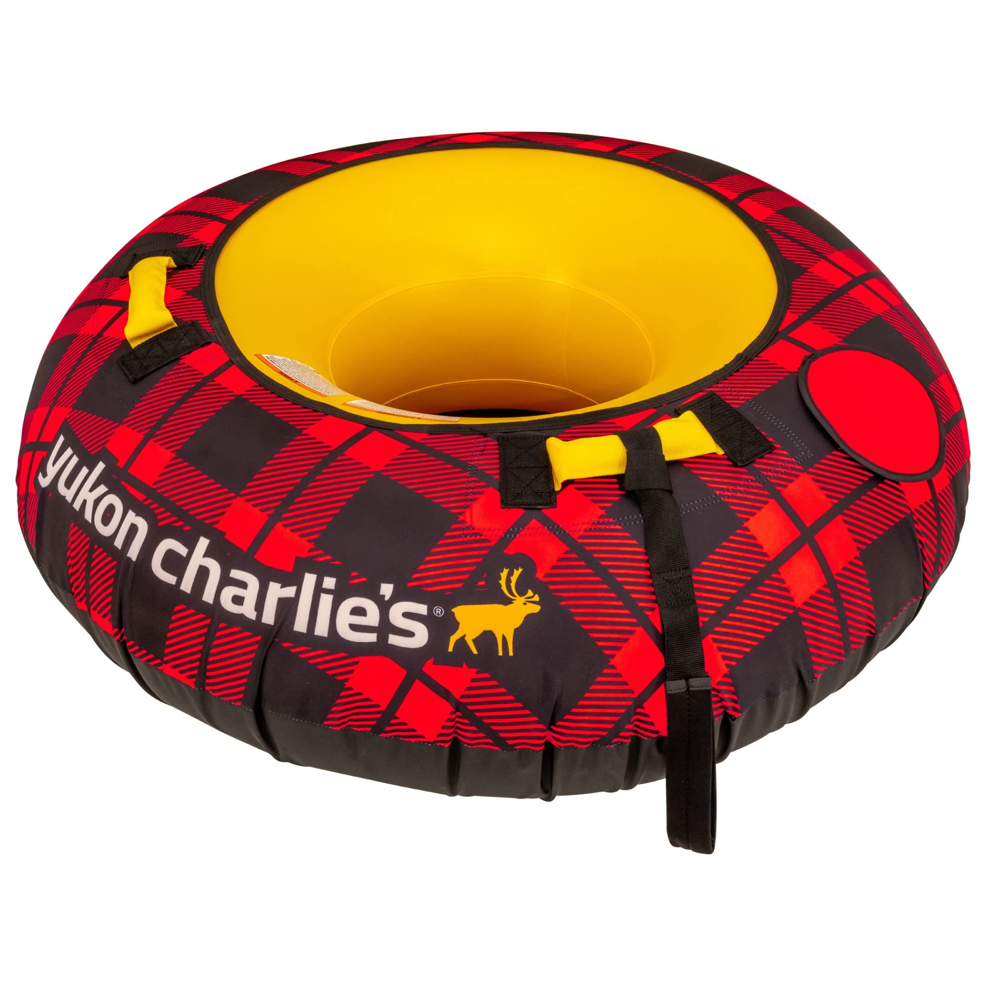 Yukon Charlies Timber Tube Snow Sled - Durable Nylon Cover & Heavy-Gauge Tarpaulin Bottom, 44 Inflatable Winter Snow Tube with T