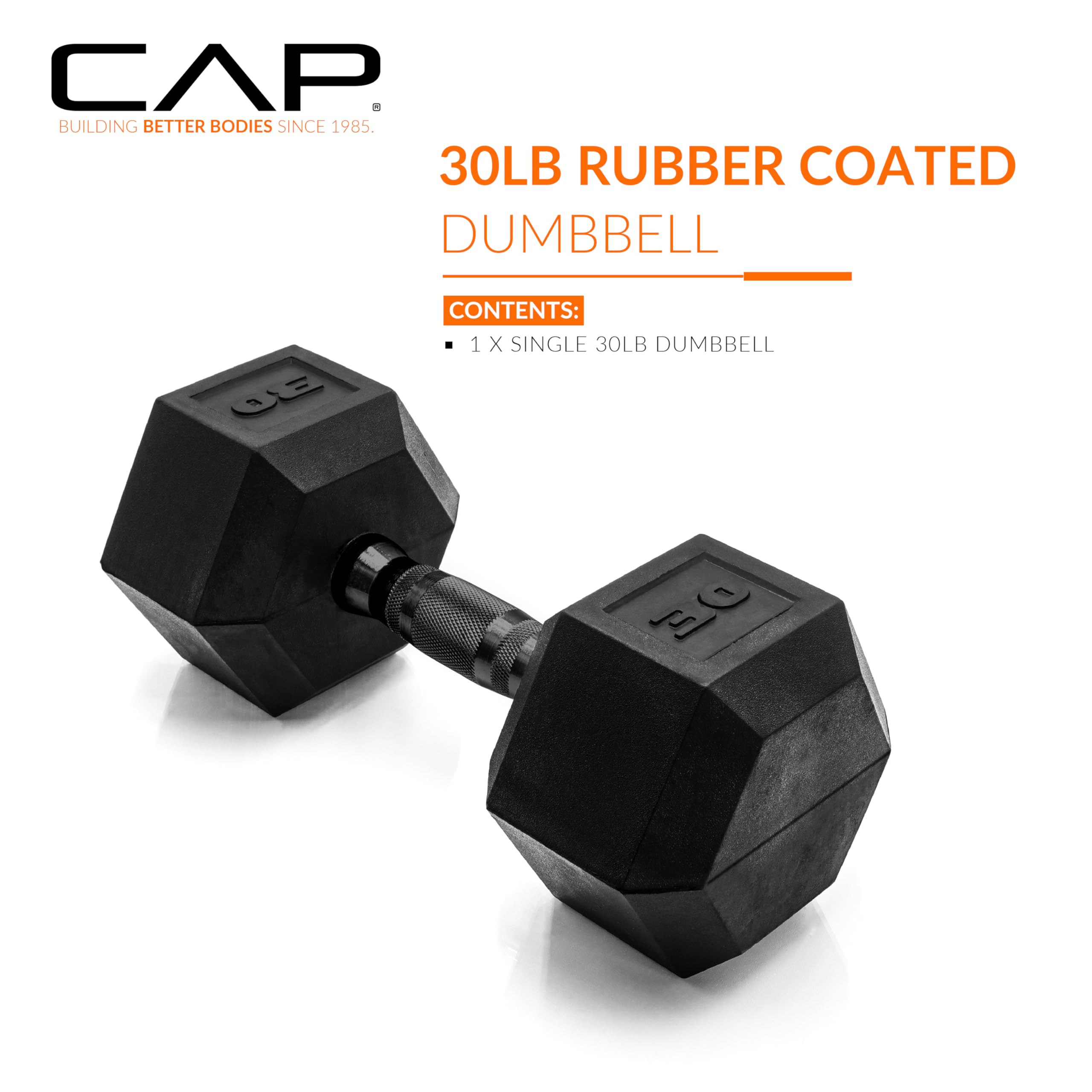 Cap Barbell 30 Lb Coated Hex Dumbbell Weight With Black Handle