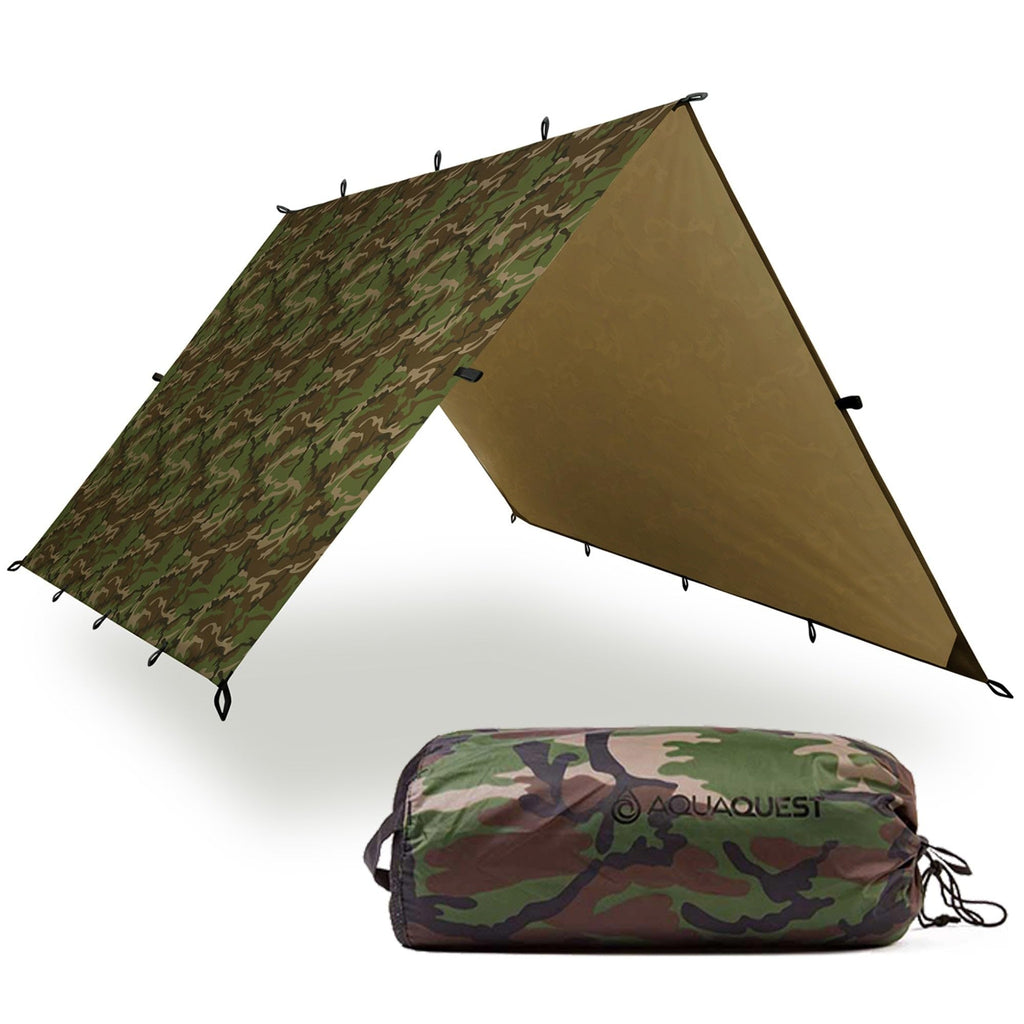 Aquaquest Defender Tarp - Heavy-Duty Waterproof (20,000 Mm) Seam-Taped Rain Fly For Camping, Bushcraft & Survival - 20  13 Woodl