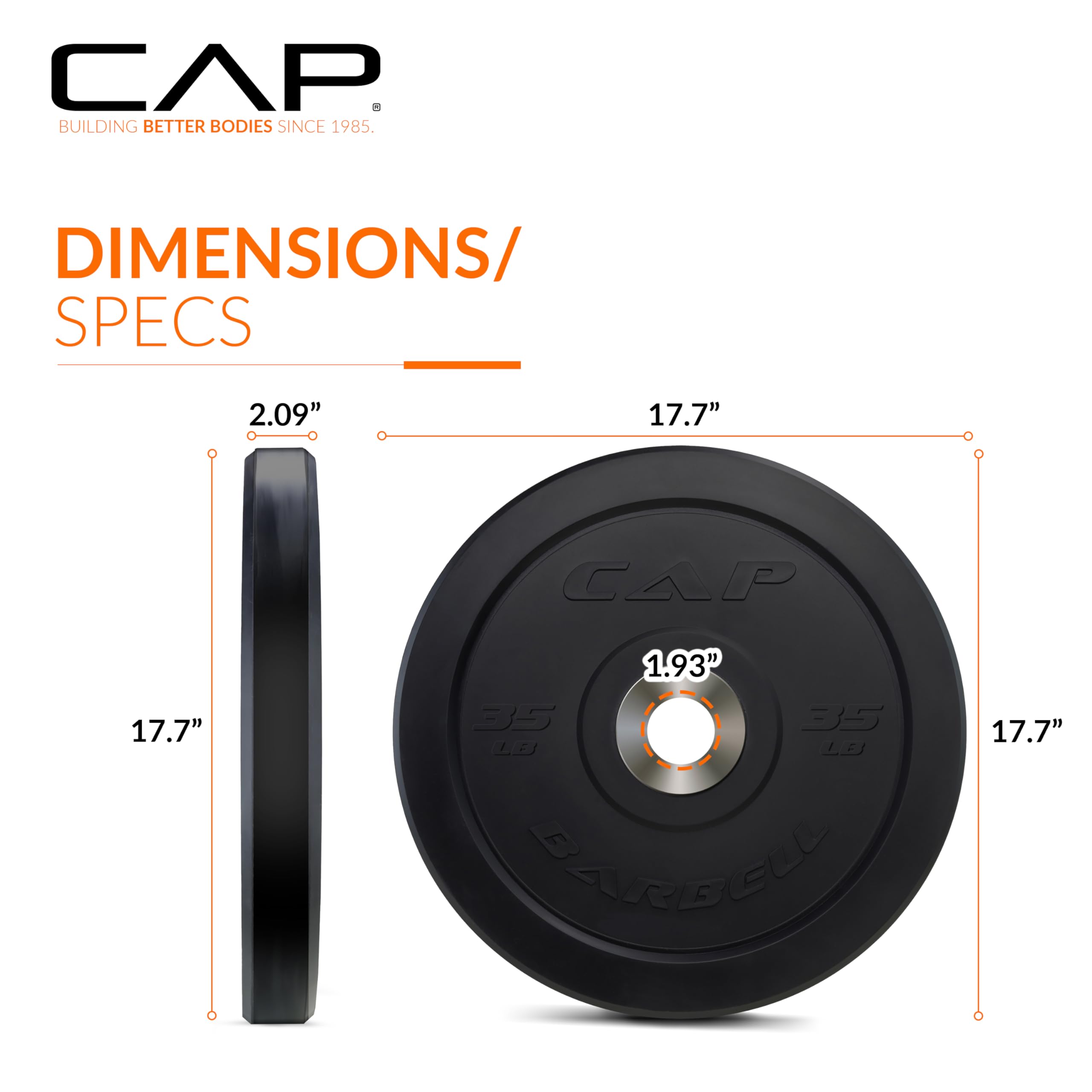 Cap Barbell Best Olympic Bumper Plate, Black, 35 Lb Single