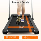 Walking Pad Treadmill With Handle Bar, 3.0Hp Small Foldable Treadmills For Home With Incline App Remote Control And Led Display,