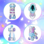 Kids Roller Skates For Girls Boys - Purple For Toddlers Age 3 4 5 - Adjustable All Light Up Wheels Butterfly And Flower Indoor O