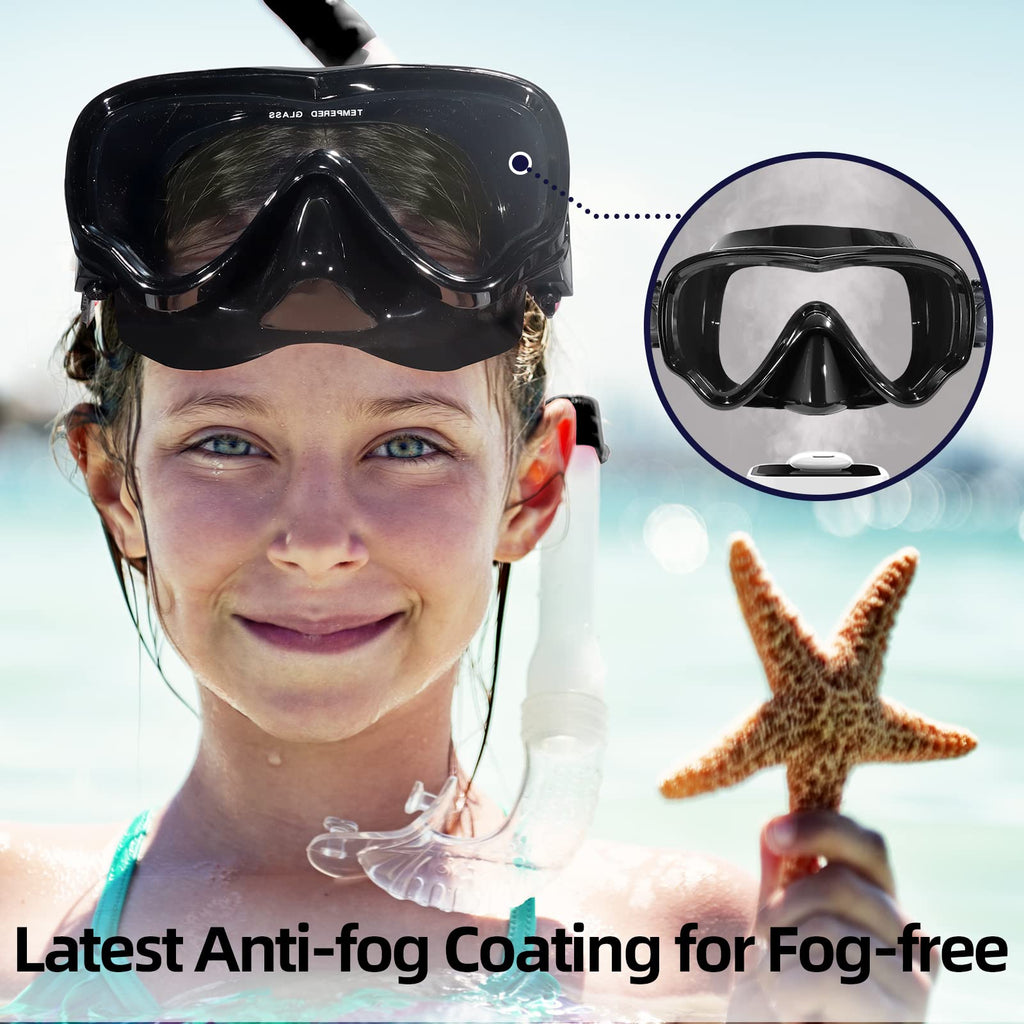 Seago Swim Goggles Snorkel Mask Diving Scuba Mask Snorkeling Goggles for Kids Boys Girls Youth, Anti-Fog 180 Clear View Kids Poo