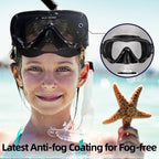 Seago Swim Goggles Snorkel Mask Diving Scuba Mask Snorkeling Goggles for Kids Boys Girls Youth, Anti-Fog 180 Clear View Kids Poo