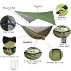 Portable Single Double Nylon High Strength Parachute Hammock Rainfly Set, Camping Hammock With Rain Fly Tarp And Mosquito Net Te