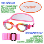RUIGAO Kids Swim Goggles Age 2-6, Toddler Goggles No Hair Pull,UV Protection/Anti Fog/Padded HeadBand (2PK Fish - Rainbow & Blue