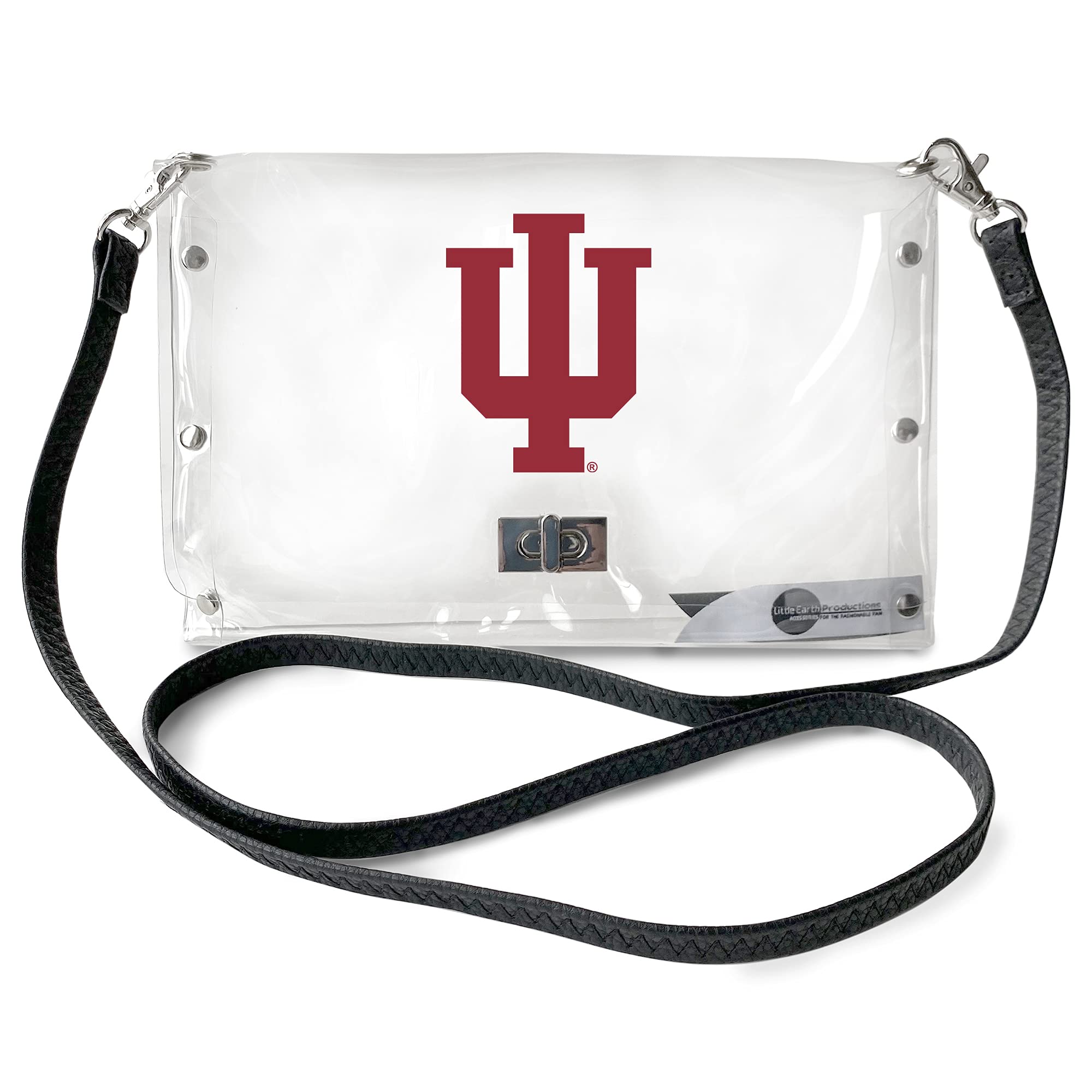 Littlearth NCAA Indiana Hoosiers Clear Envelope Purse with Black Fashion Strap, Team Color, 10 x 6.5 x 0.5