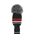 Scott Edward Grey Warning Stripes Golf Club Head Covers,Rotatable Number Tags, Acrylic Yarn Double-Layers Knitted, Set Of 4