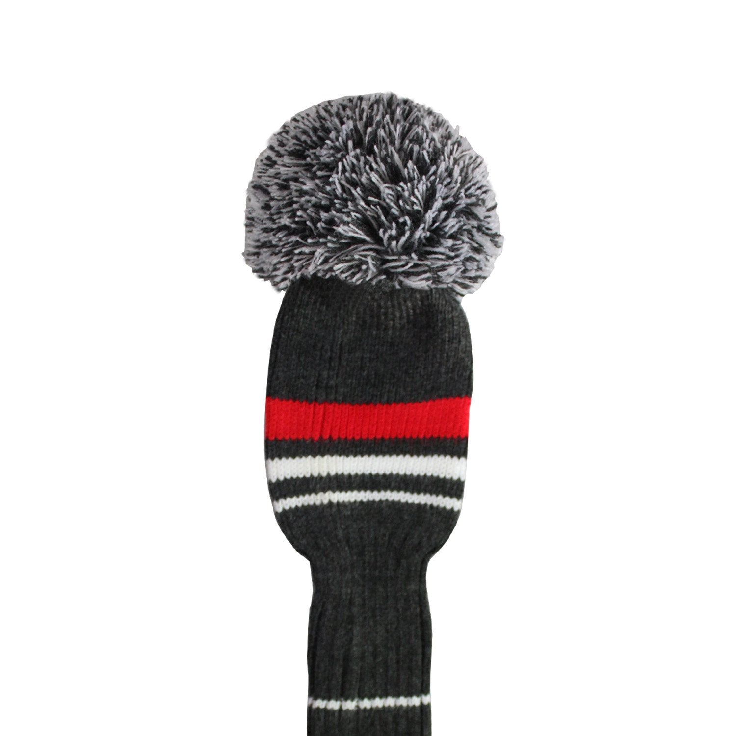 Scott Edward Grey Warning Stripes Golf Club Head Covers,Rotatable Number Tags, Acrylic Yarn Double-Layers Knitted, Set Of 4