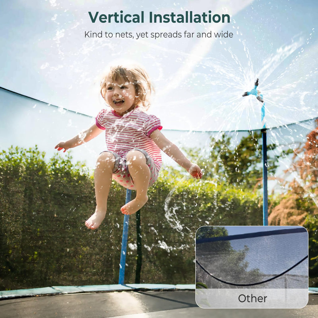 Lyromix Trampoline Accessories Kit, Trampoline Sprinkler, 50FT Solar Lights and Stakes, Non-Damaging to Net, Features 8 Light Mo