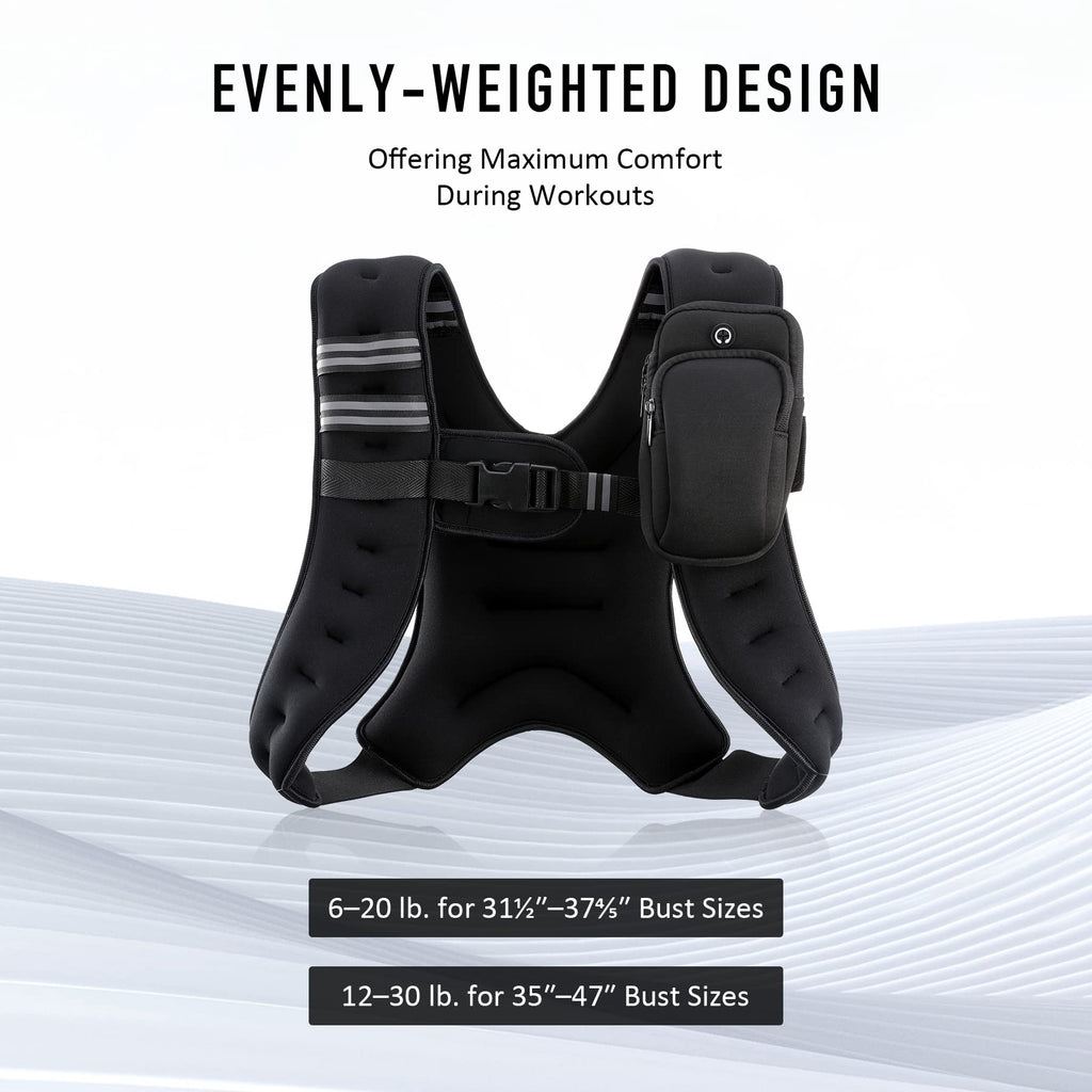 Zelus Weighted Vest, 6Lb/8Lb/12Lb/16Lb/20Lb/25Lb/30Lb Weight Vest With Reflective Stripe For Workout, Strength Training, Running