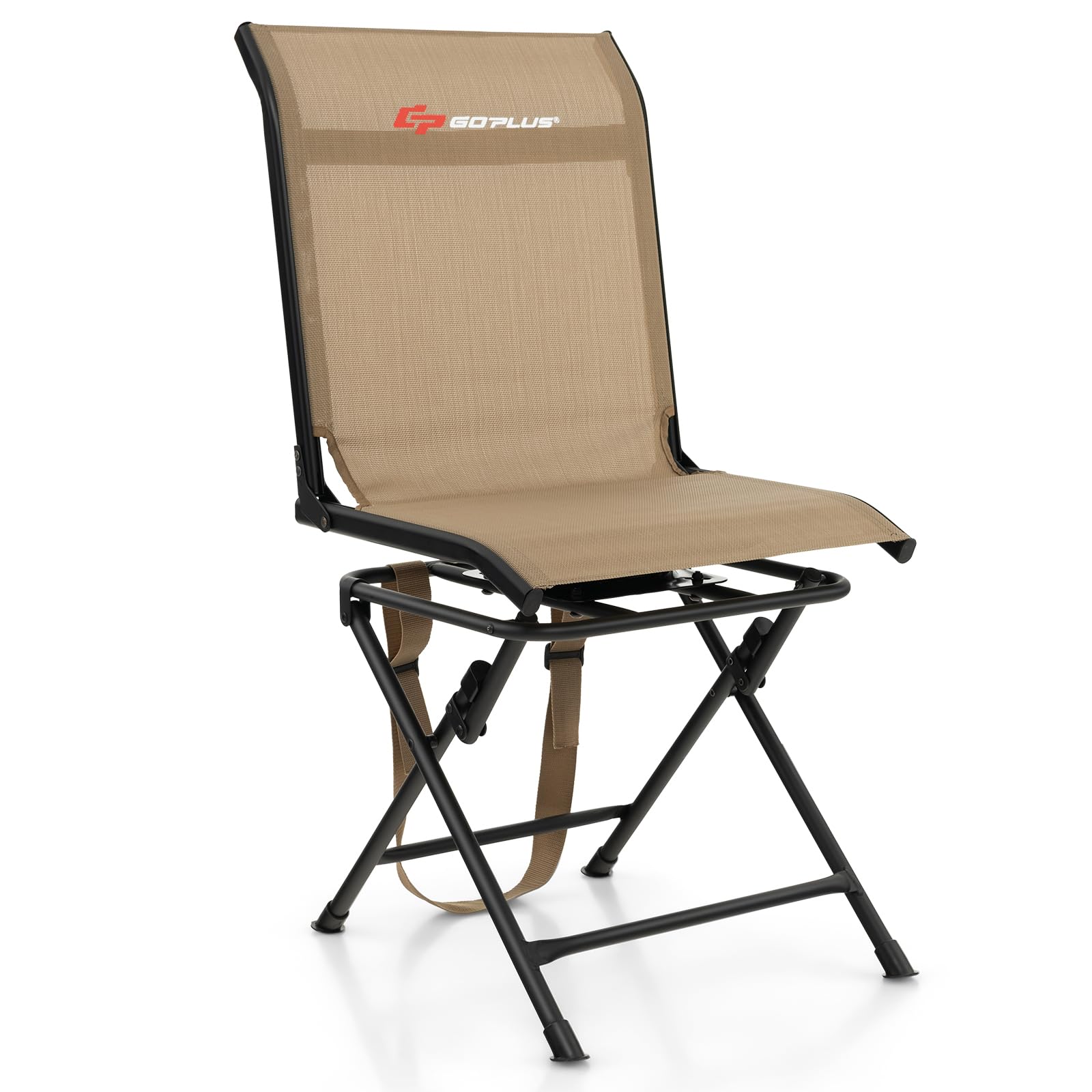 Goplus Hunting Chair, 360 Swivel Hunting Blind Chair With Carrying Strap, 330Lbs Capacity, Folding Silent Deer Hunting Chair, Po
