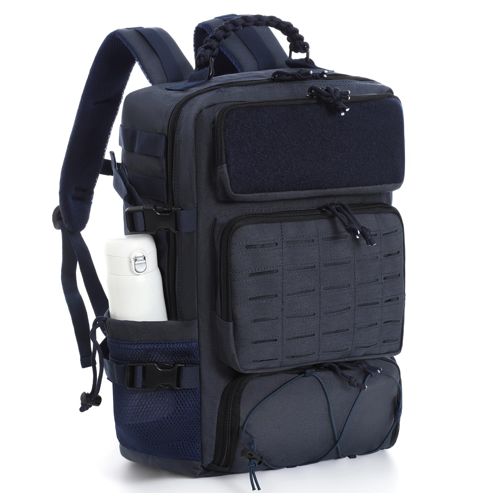 Tsrgsn Tactical Backpack for Men, Military Backpack with Shoe Compartment, Travel Hiking Hunting Gear Bag with Molle System, Blu