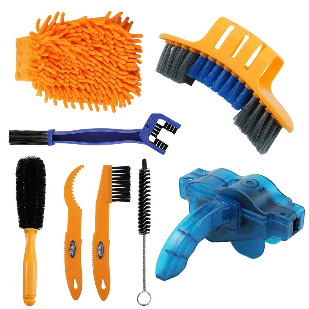 Anndason 8 Pieces Precision Bicycle Cleaning Brush Tool Including Bike Chain Scrubber, Suitable For Mountain, Road, City, Hybrid