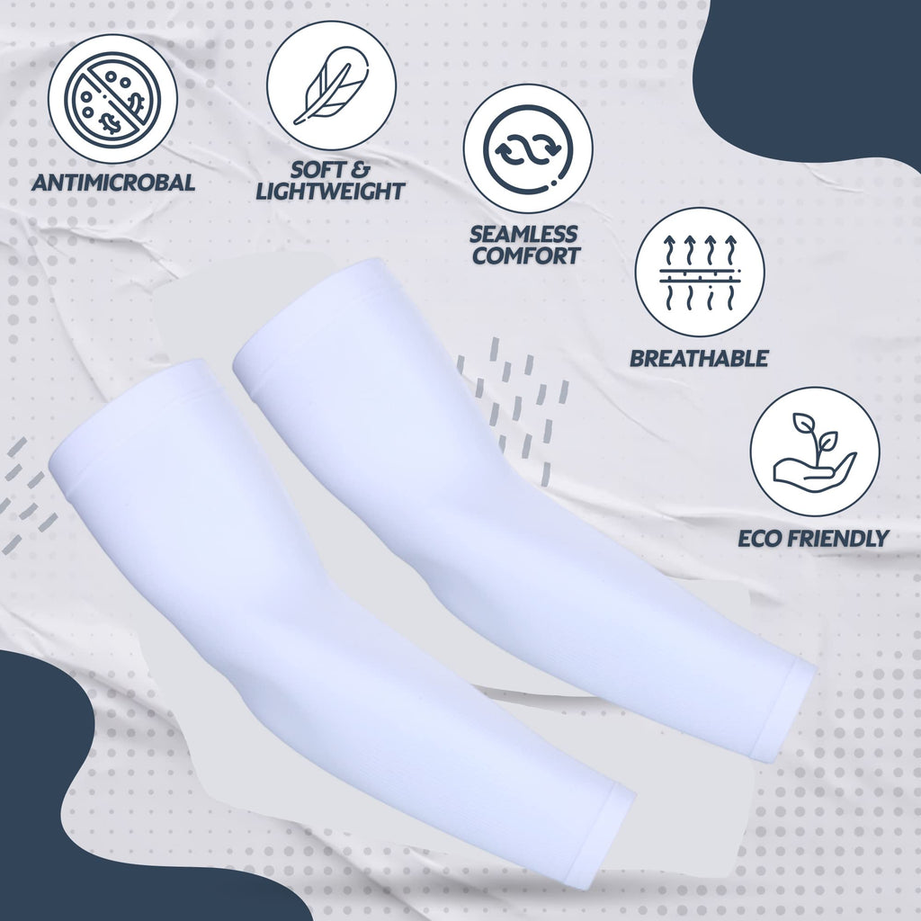 Kuhnmarvin Women Compression Arm Sleeves For Men To Cover Arms Tattoo Cover-Up Volleyball Sleeve Softball Pickleball (5Pairs Whi