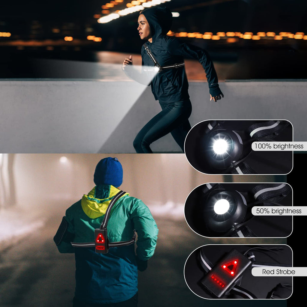 West Biking Christmas Gift Night Running Lights, Usb Rechargeable Chest Light With 90    Adjustable Beam Angle, 500 Lumens Water