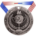 Decade Awards' 2Nd Place Silver Medal - Large Metal Award Medals With Stars & Stripes American Flag V Neck Ribbon - Perfect For 