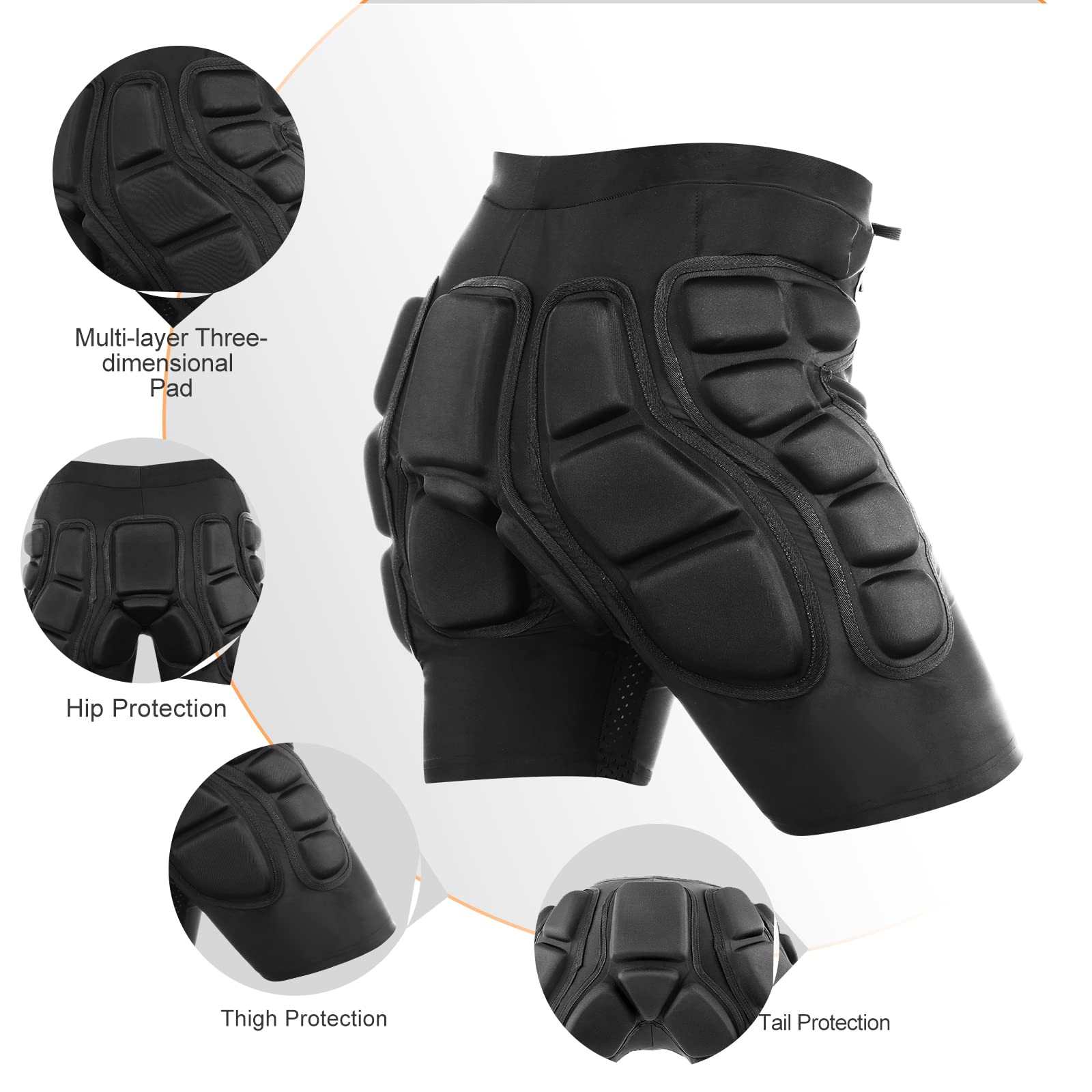 Relaxyee Protective Padded Shorts, 3D Protection Short Pants Hip Padded Compression Shorts Impact Shorts Hip Protective Gear For