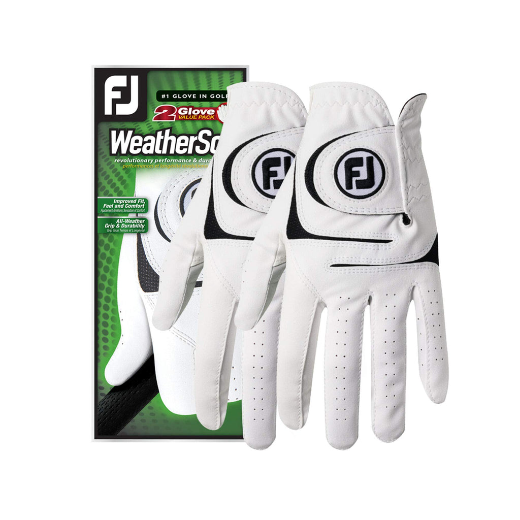 Footjoy Men'S Weathersof 2-Pack Prior Generation Golf Glove White Medium/Large, Worn On Left Hand, 2 Count (Pack Of 1)