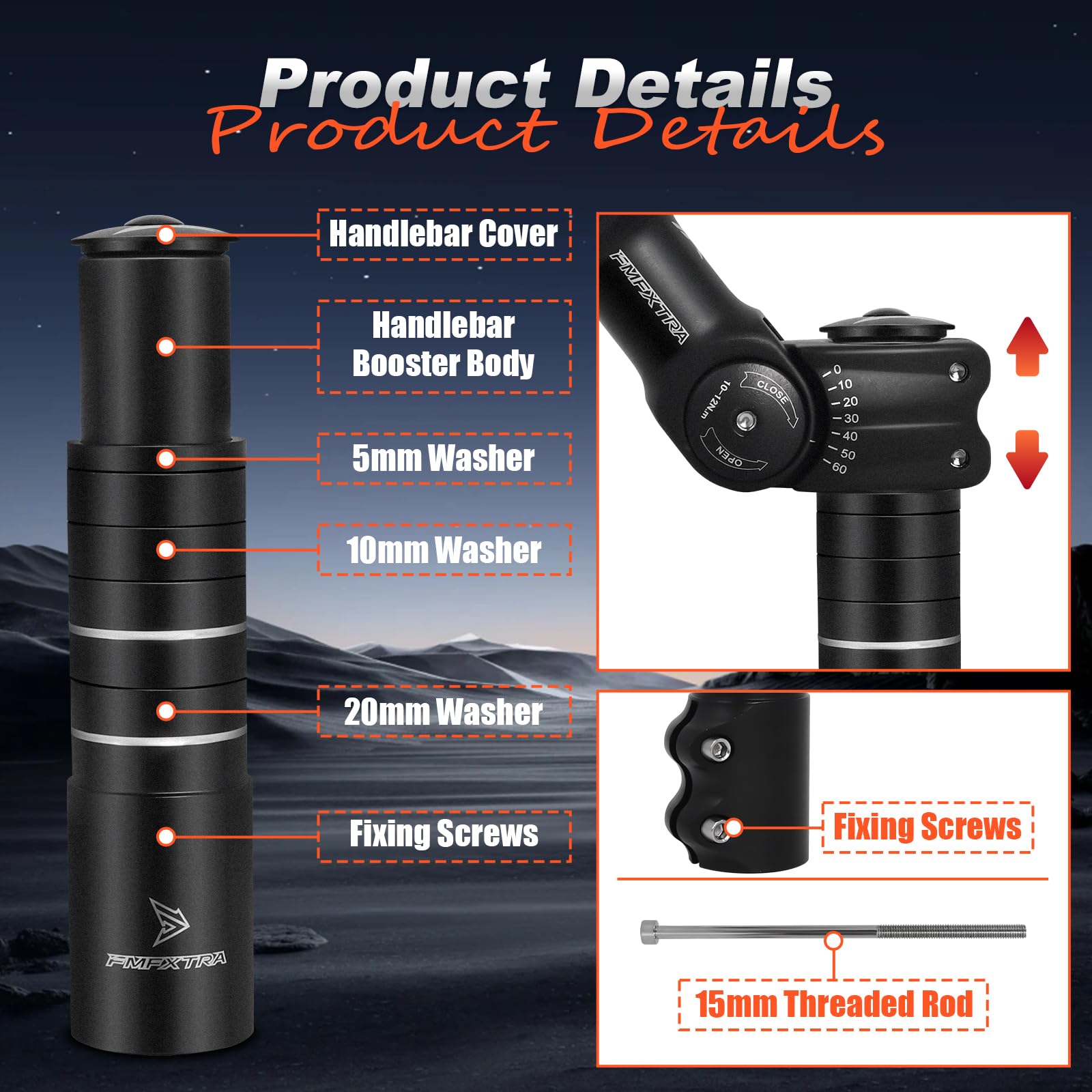 Bike Stem Riser & Adjustable Mtb Stem, 31.8Mm Bike Stem Adjustable 60 Degree, Aluminum Bicycle Handlebar Riser, Universal Bike S