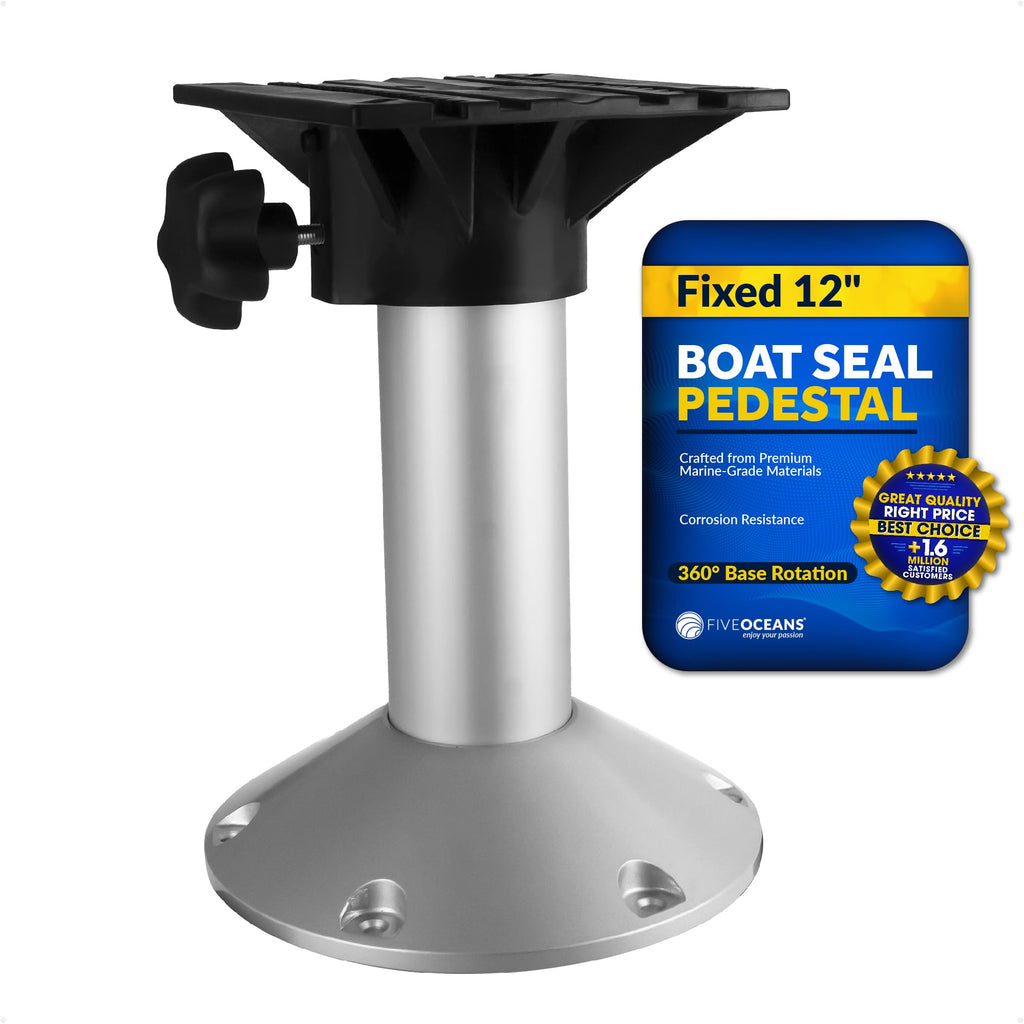 Five Oceans Boat Seat Pedestals, Fixed Height 12 Inches, 360 Degree Seat Base Rotation, Marine-Grade Aluminum, For Pontoon, Fish