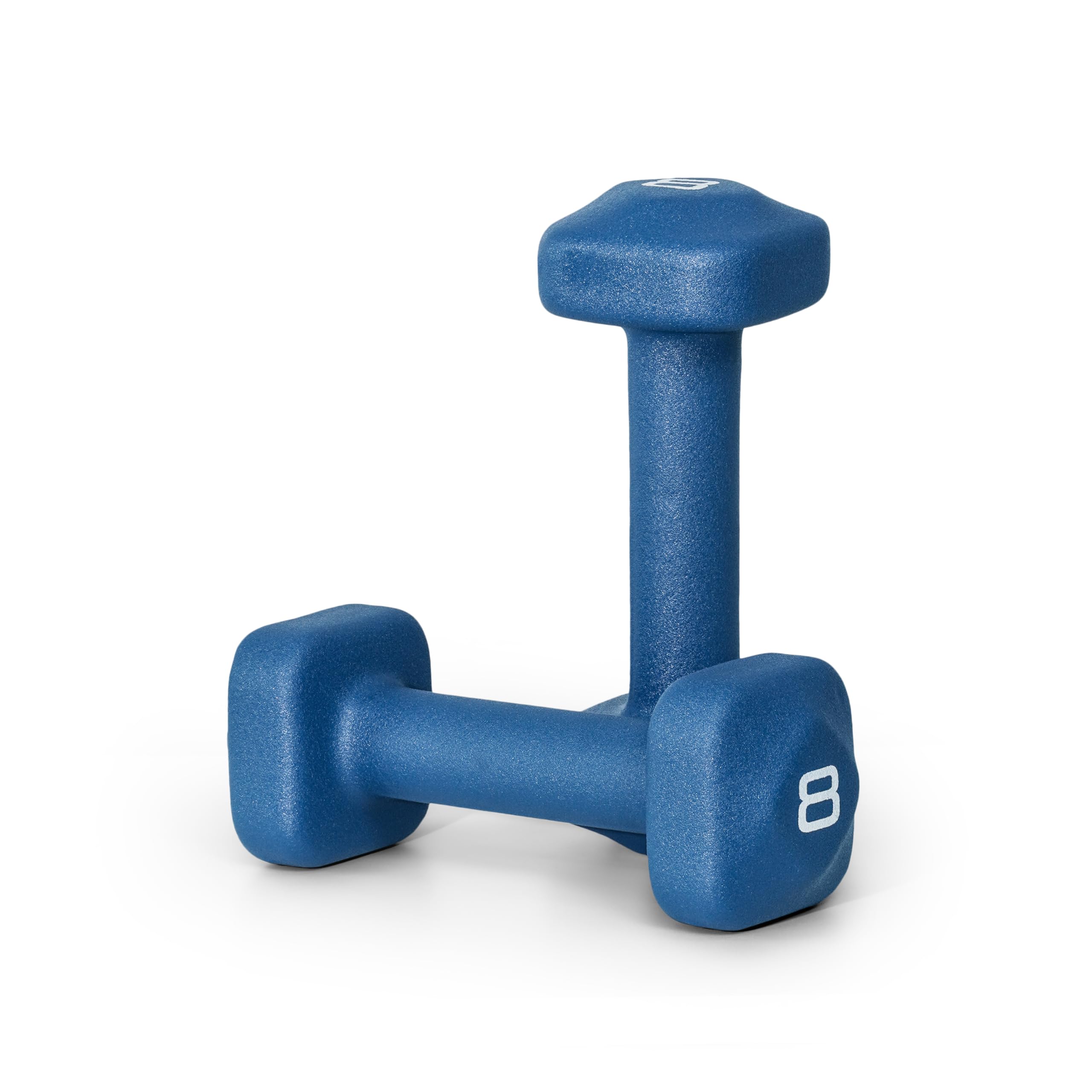 Tone Fitness 8 lb Neoprene Dumbbell Pair for Home Workouts - Non-Slip Design - Blue