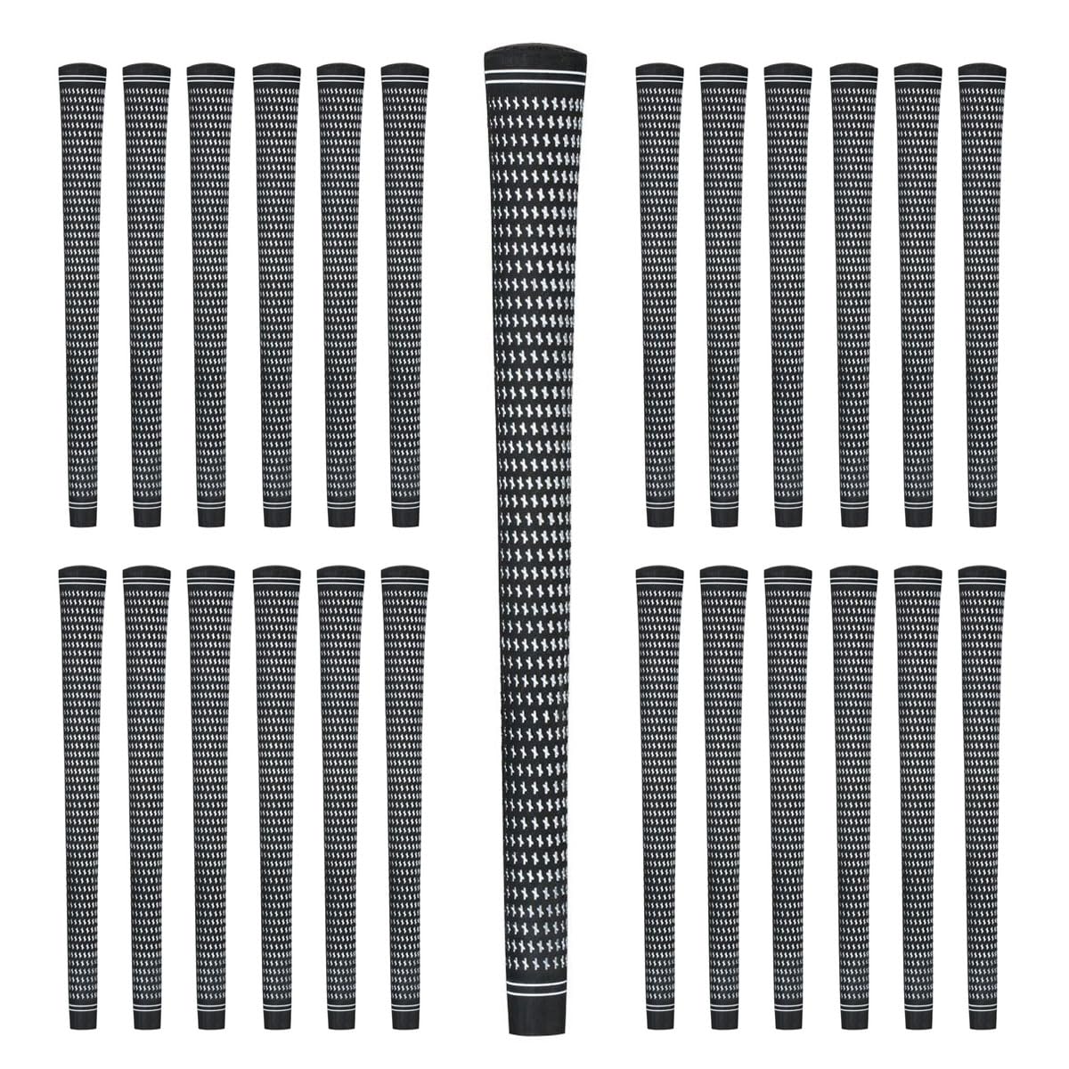 Karma Revolution 360 Golf Grip Set, 25 Black/White Midsize No Alignment Necessary Easy Installation Velvet Style Rubber Replacem
