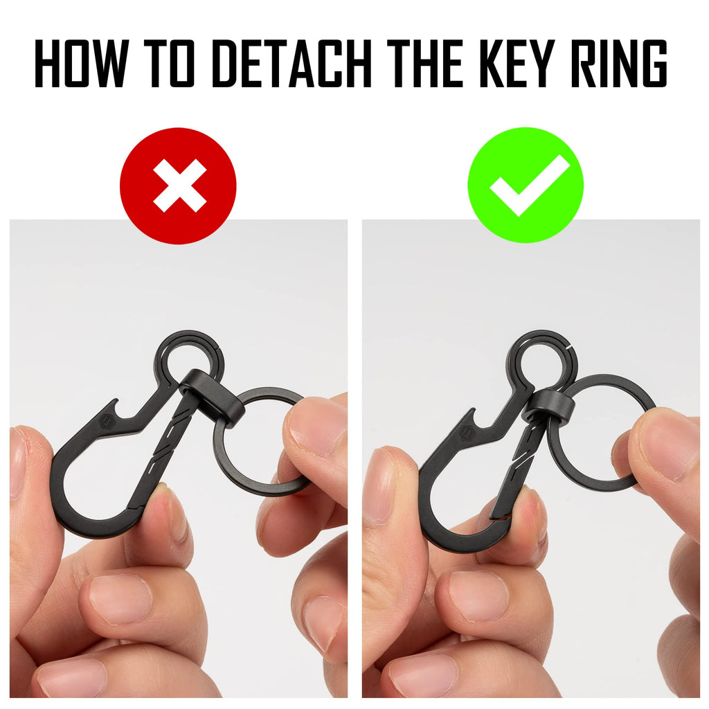 Keyunity Km01 Titanium Edc Keychain Clip With Bottle Opener, Quick Release Carabiner Key Ring Holder For Men (Pvd Black)