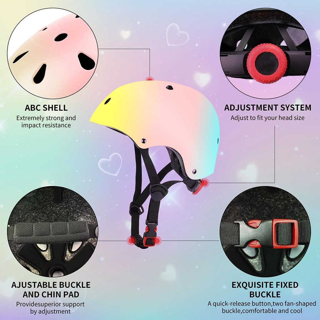 NIKISHAP Skateboard Helmet for 2-3-5-8-14 Ages Girls and Boys, Ventilation and Impact Resistance Bike Helmet for Multi-Sport Bic