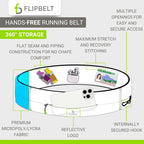 FlipBelt Zipper Running Belt, Waist Pack for Fitness and Running Fanny Pack for Women Men Phone Keys Money US Company - [Periwin