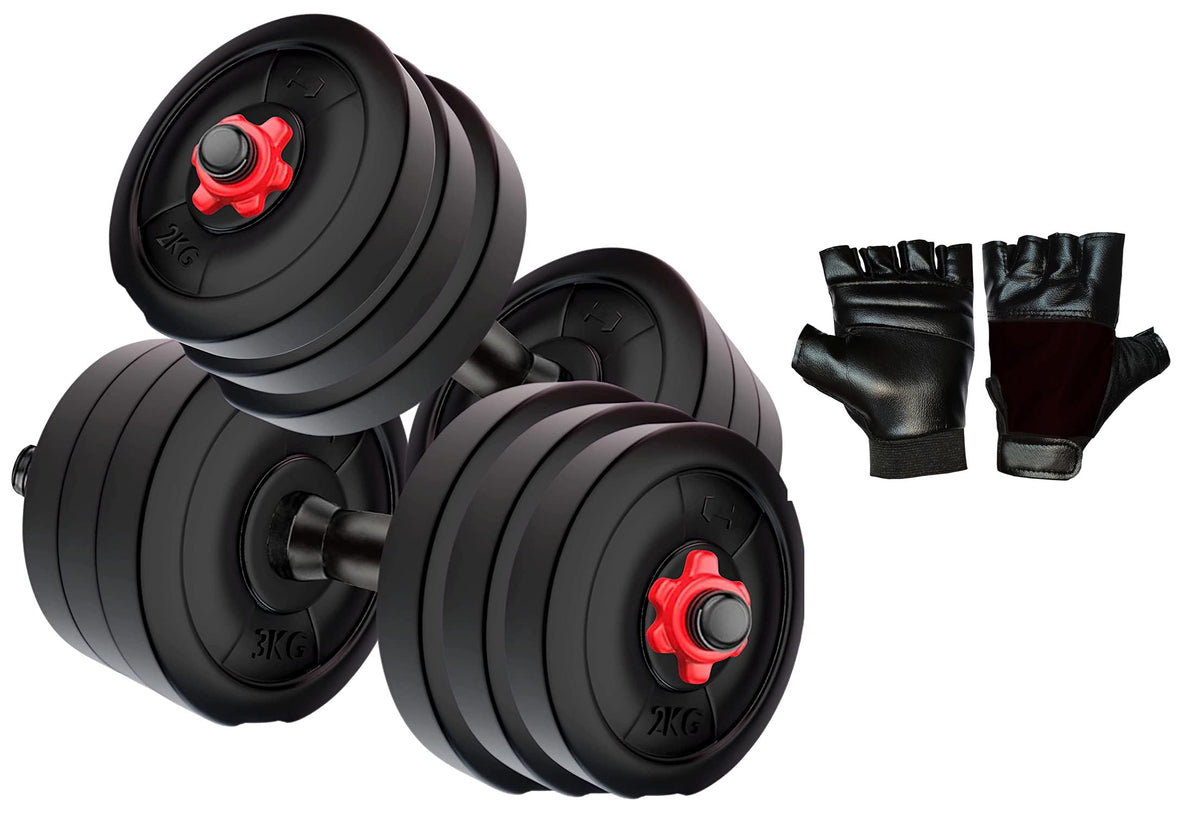 Simran Sports Dumbbell Set, 8Kg Adjustable Dumbbell Set With 1 Pair Of Adjustable Dumbbell Rods, Pvc Dumbbell Plates & 1 Pair Gy