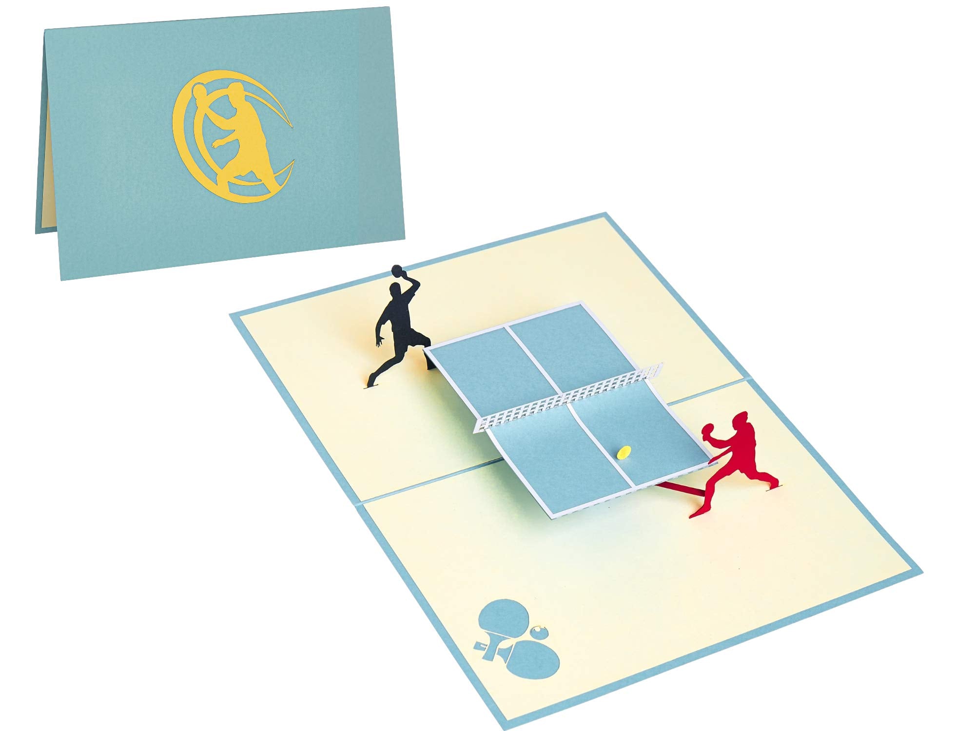 Rykamia Ping Pong Pop Up Card - Blank Table Tennis Gift for Birthday, Anniversary, Retirement, Thank You, Good Luck, Dad