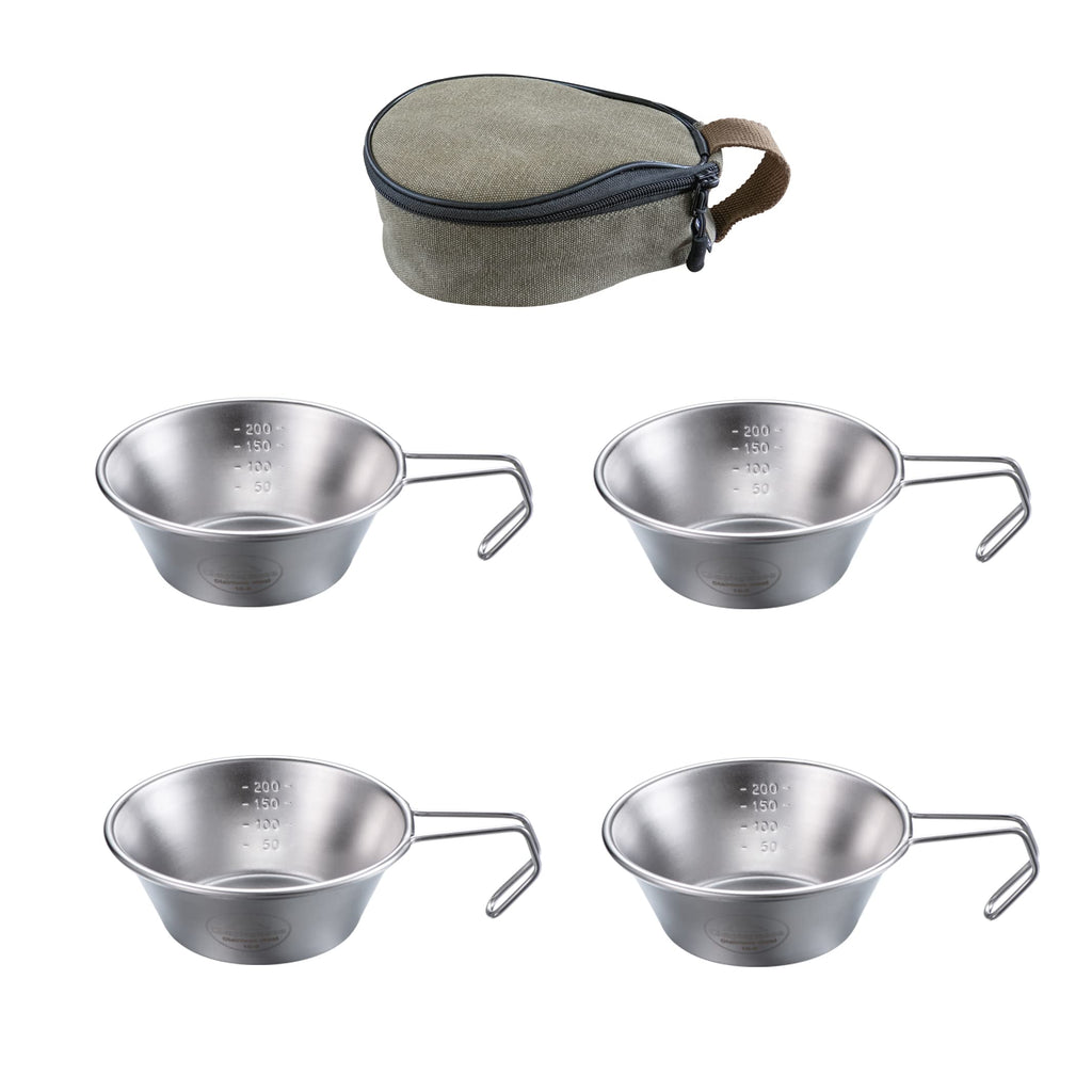 Campingmoon 4Pcs Set Stainless Steel Camping Sierra Cup 310Ml With Storage Case S220-4P+B