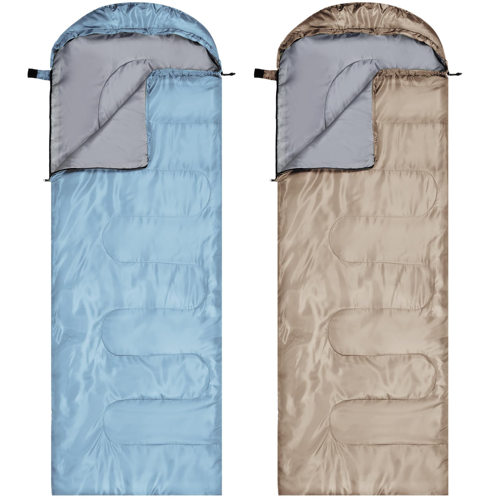 Tudomro 2 Pcs Camping Sleeping Bag For Adults, Lightweight Packable Waterproof Camping Gear Equipment To Keep Warm For Spring Su