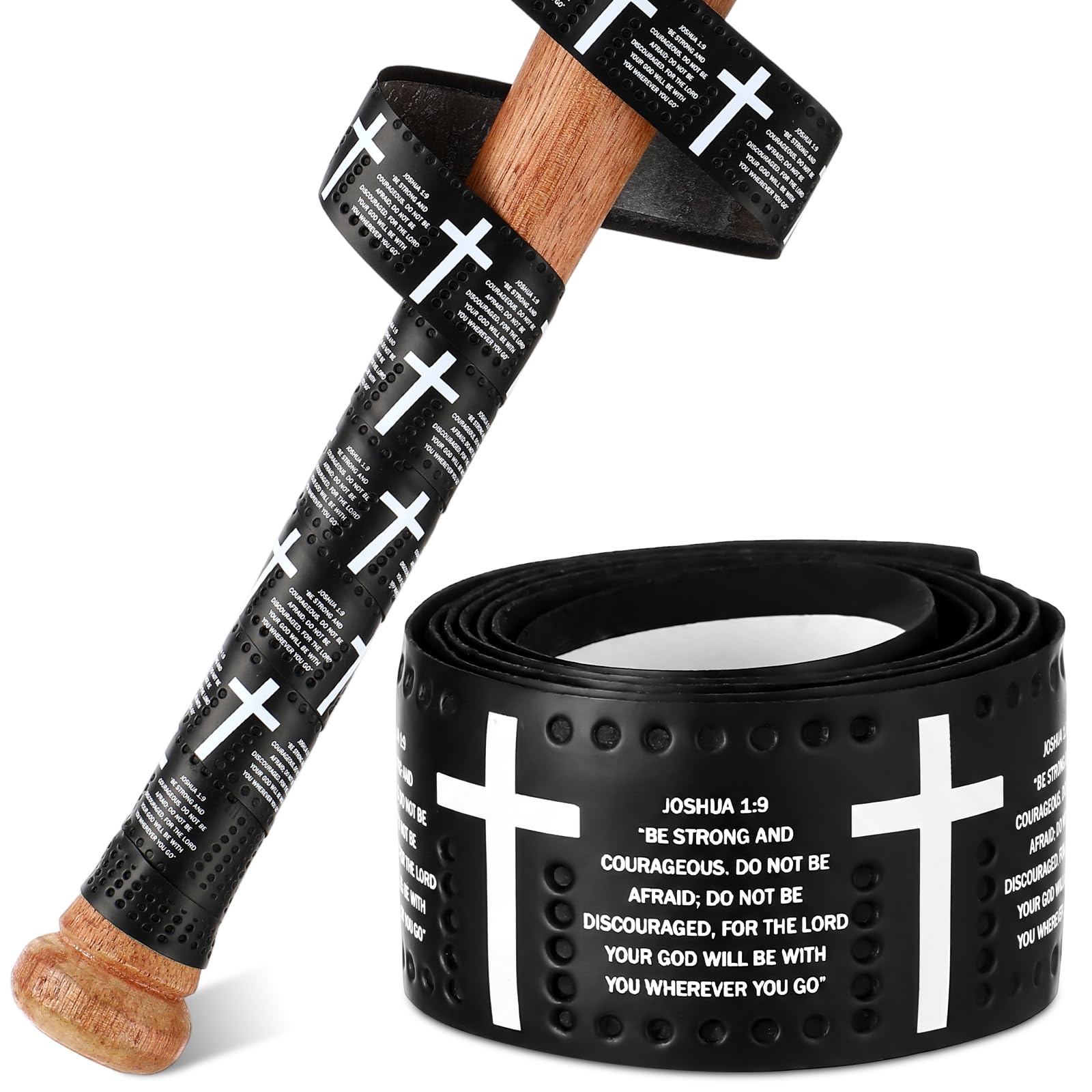 Pushglossy Faith Cross Baseball Bat Tapes 1.1mm Precut Full Adhesive Softball Tape, Non-Slip Softball Bat Religious Cricket Batt