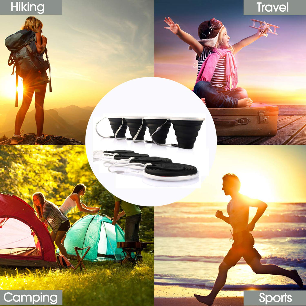 Me.Fan Silicone Collapsible Travel Cup - Silicone Folding Camping Cup With Lids - Expandable Drinking Cup Set Of 4- Portable, Gr