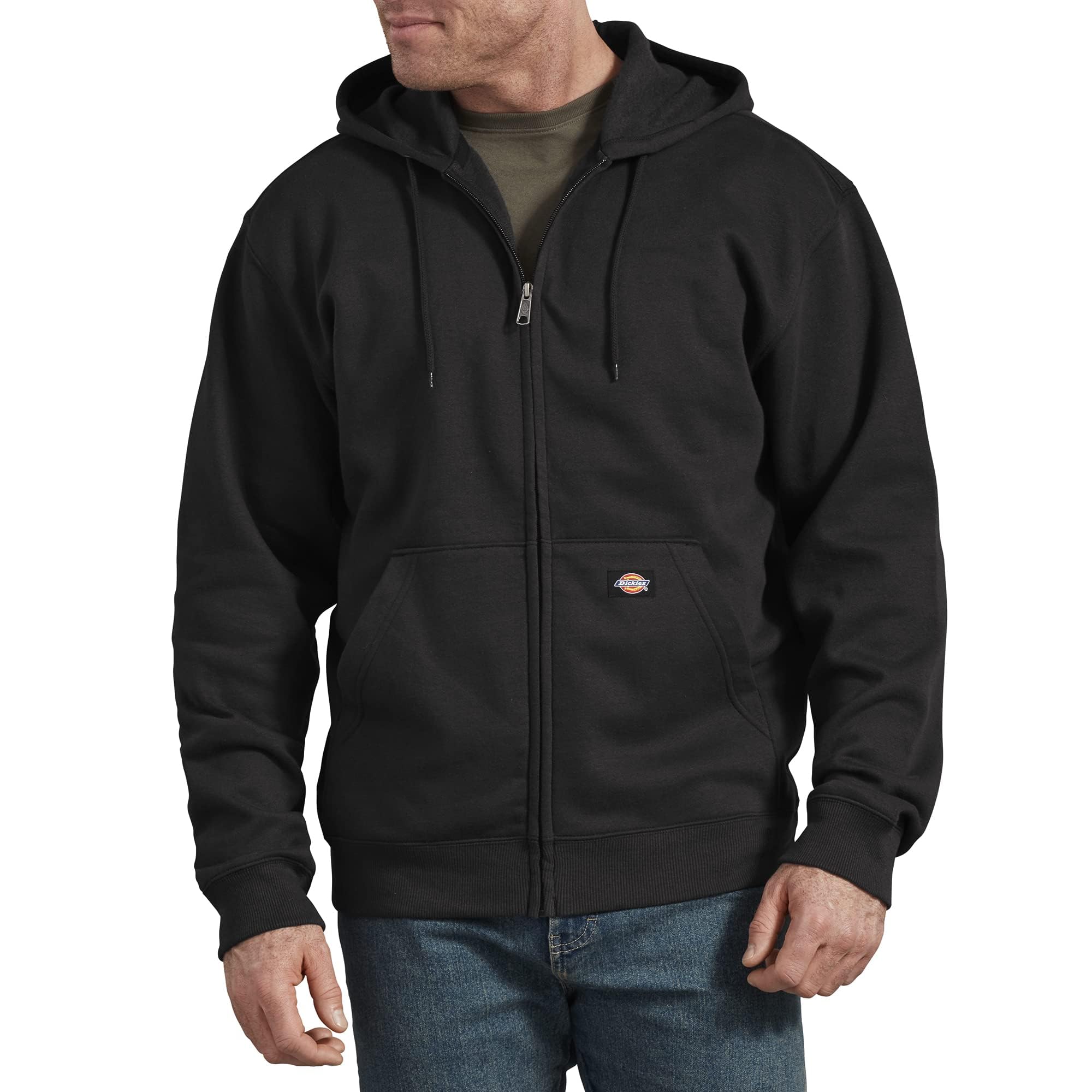 Dickies Mens Full Zip Hoodie Fleece Jacket, Black, X-Large US