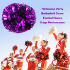 Hooshing 2Pcs Purple Pom Poms Cheerleading With Baton Handle Cheering For Girls Team Spirit Sports Dance Cheering