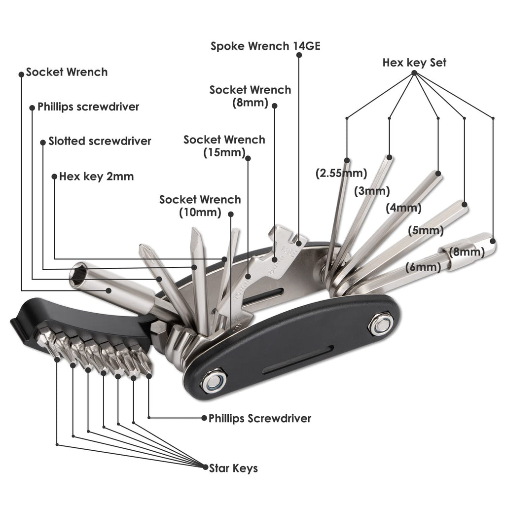 Wotow Bike Repair Tool Kit - 21 In 1 Bicycle Multitool With Bone Wrench Portable Mountain Bike Tool Kit Riding Emergency Mainten