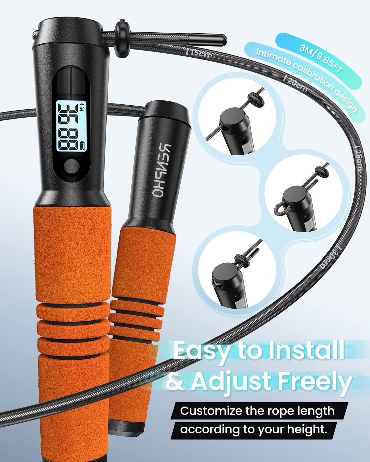 Renpho Jump Rope With Counter, Smart Jumping Rope With App, Fitness Skipping Ropes For Men Workout, Exercise Skip Rope For Women