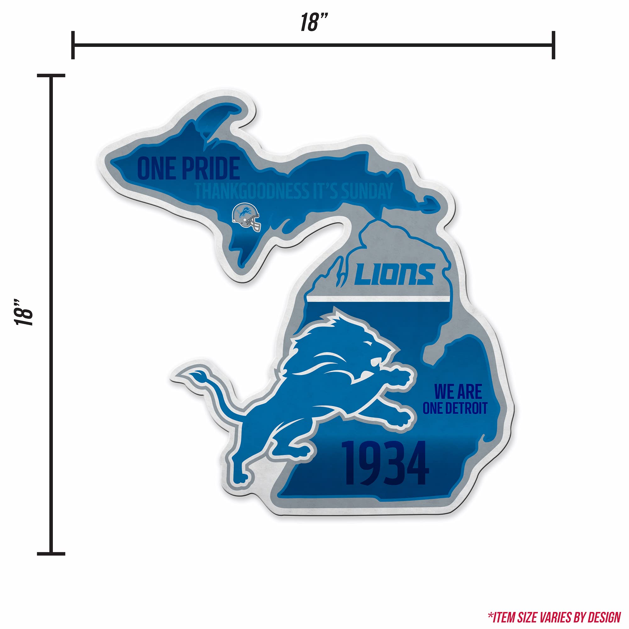 Rico Industries Nfl Football Detroit Lions State Shape Shape Cut Pennant - Home And Living Room D  Cor - Soft Felt Ez To Hang