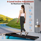 Hartwares Walking Pad Treadmill With 9% Incline, 2.5Hp Quiet Treadmills For Home Office Small, Portable Walking Pad With 265Lb C