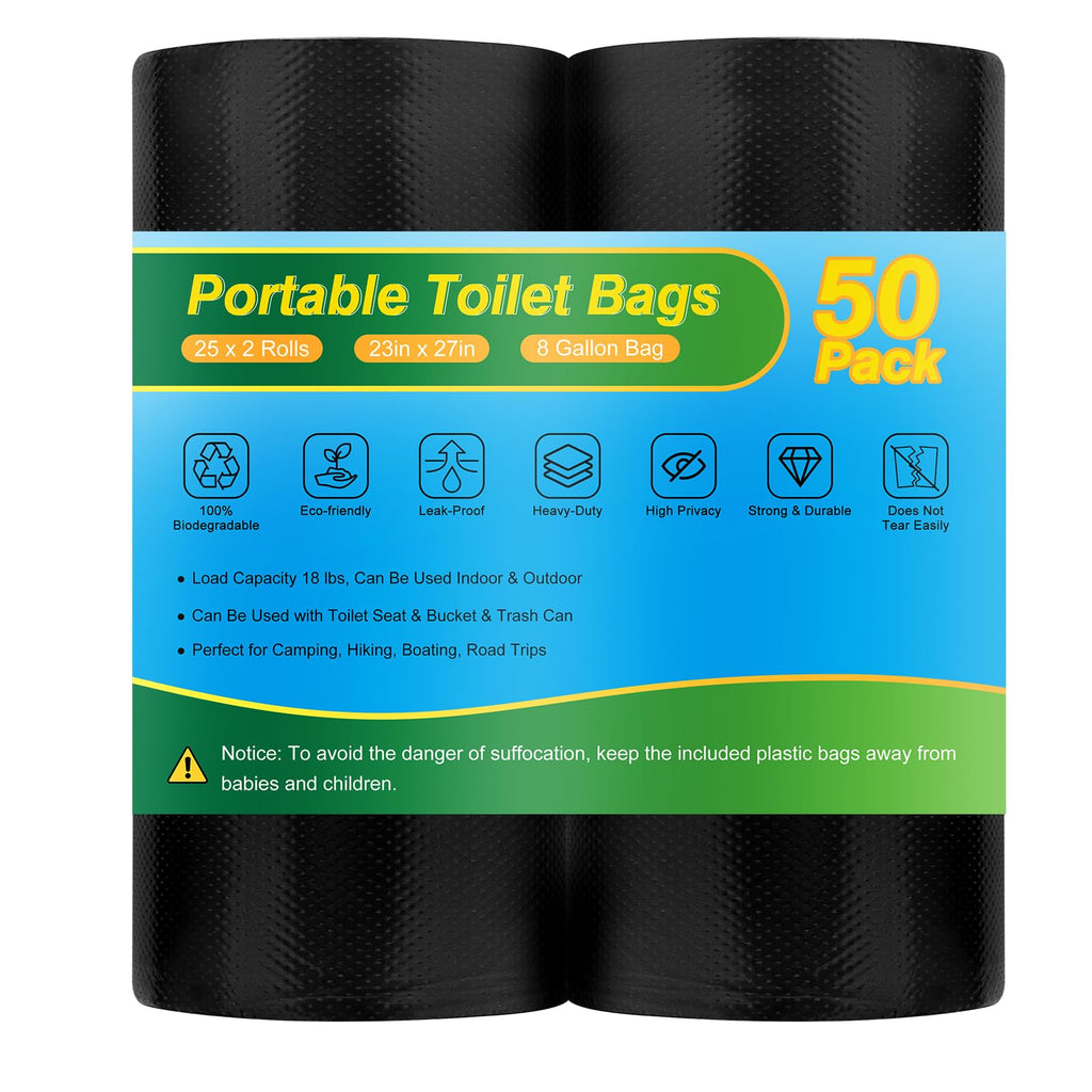 Portable Toilet Bags For Camping Potty - 50 Pcs Camping Toilet Bags, Biodegradable Porta Potty Liners For Portable Toilet, Thick