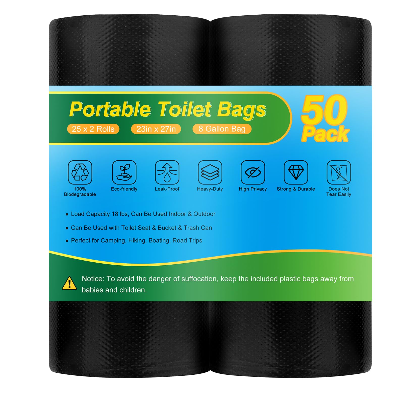 Portable Toilet Bags For Camping Potty - 50 Pcs Camping Toilet Bags, Biodegradable Porta Potty Liners For Portable Toilet, Thick