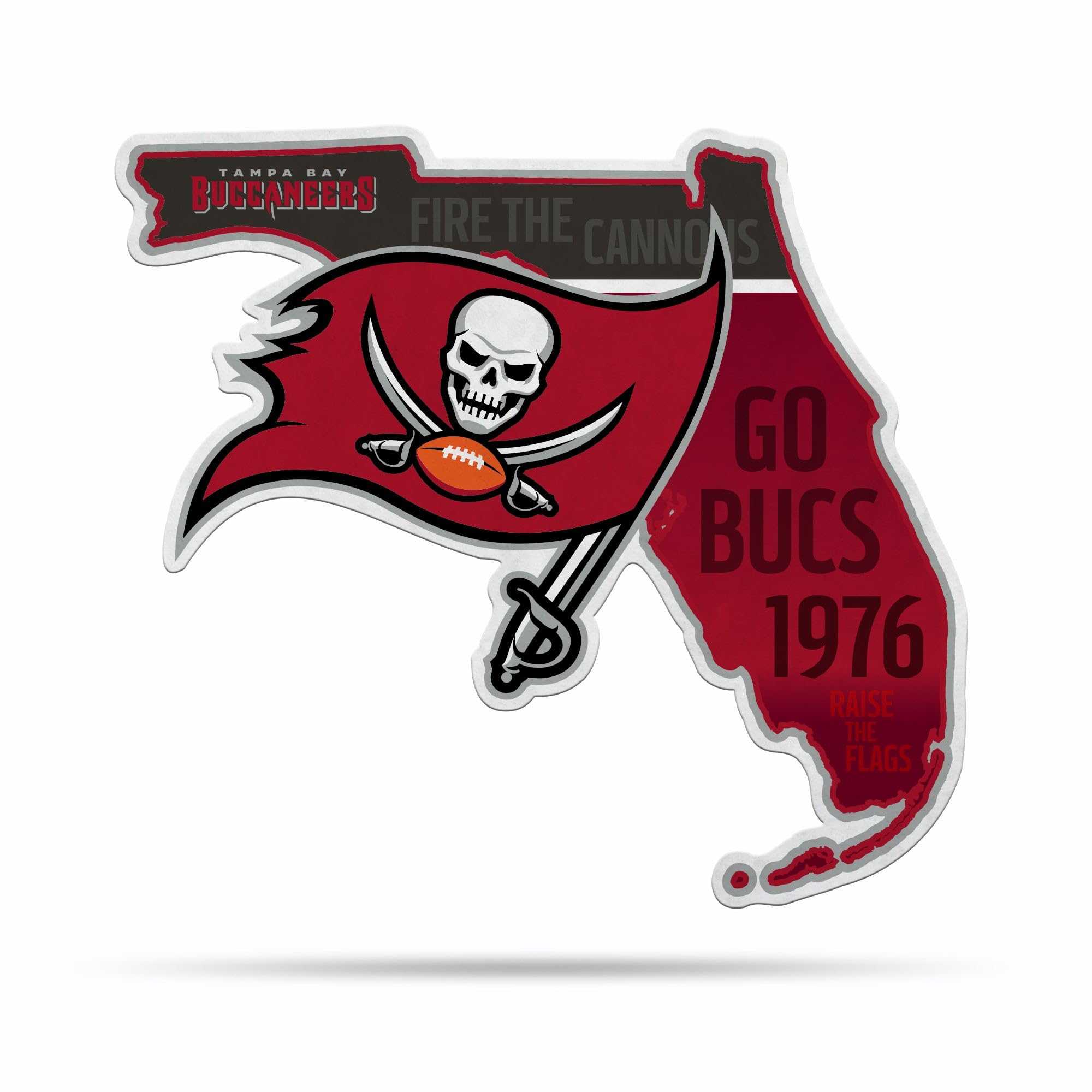 Rico Industries Nfl Tampa Bay Buccaneers State Shape Shape Cut Pennant - Home And Living Room D  Cor - Soft Felt Ez To Hang , 18