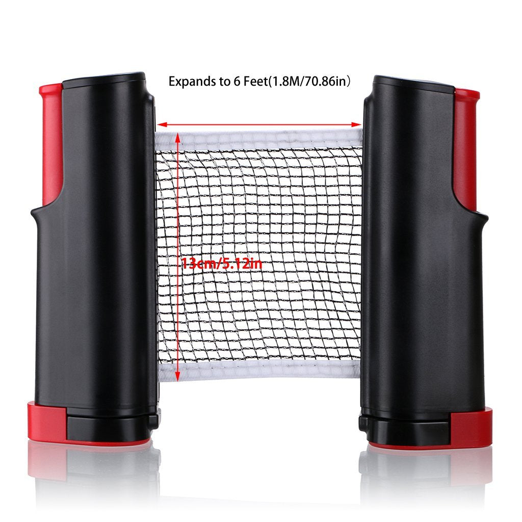 Hipiwe Retractable Table Tennis Net Replacement, Ping Pong Net And Post, 6 Feet(1.8M, Fits Tables Up To 2.0 Inch (5.0 Cm) (Black